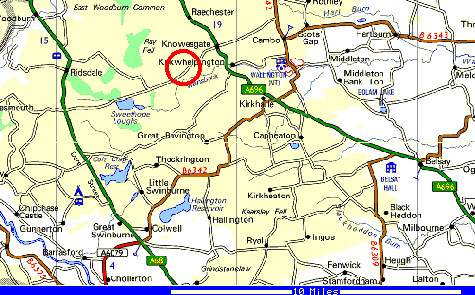 Northumberlandfarmhouse map to Cornhills, Kirkwhelpington