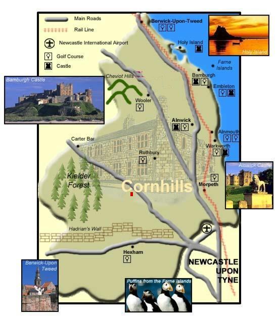 Map to show Northumberlandfarmhouse Cornhills